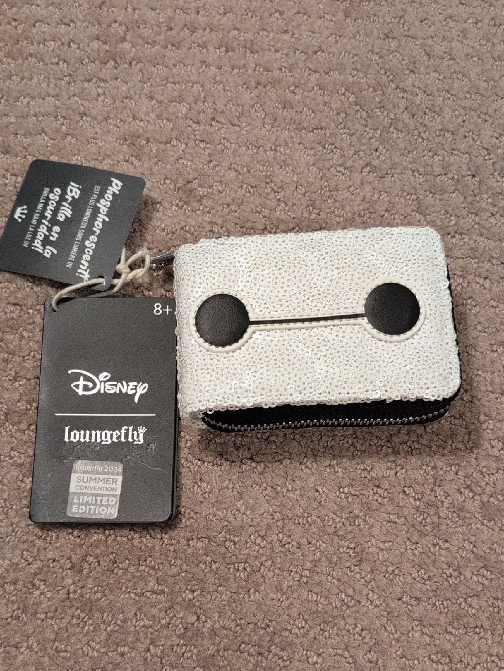 Loungefly Baymax Sequin Zip Card Accordion Wallet  Limited Edition